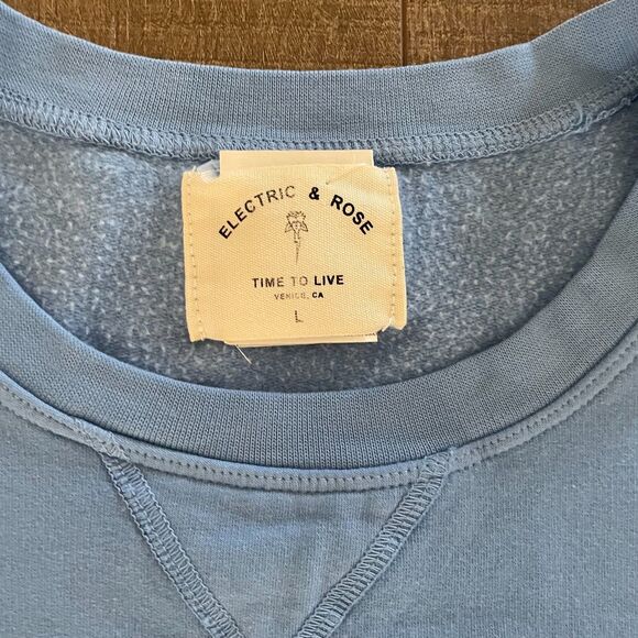 NWT Electric & Rose Women's Puff Sleeve Sweatshirt Size L Blue Cottagecore Boho - Picture 4 of 11